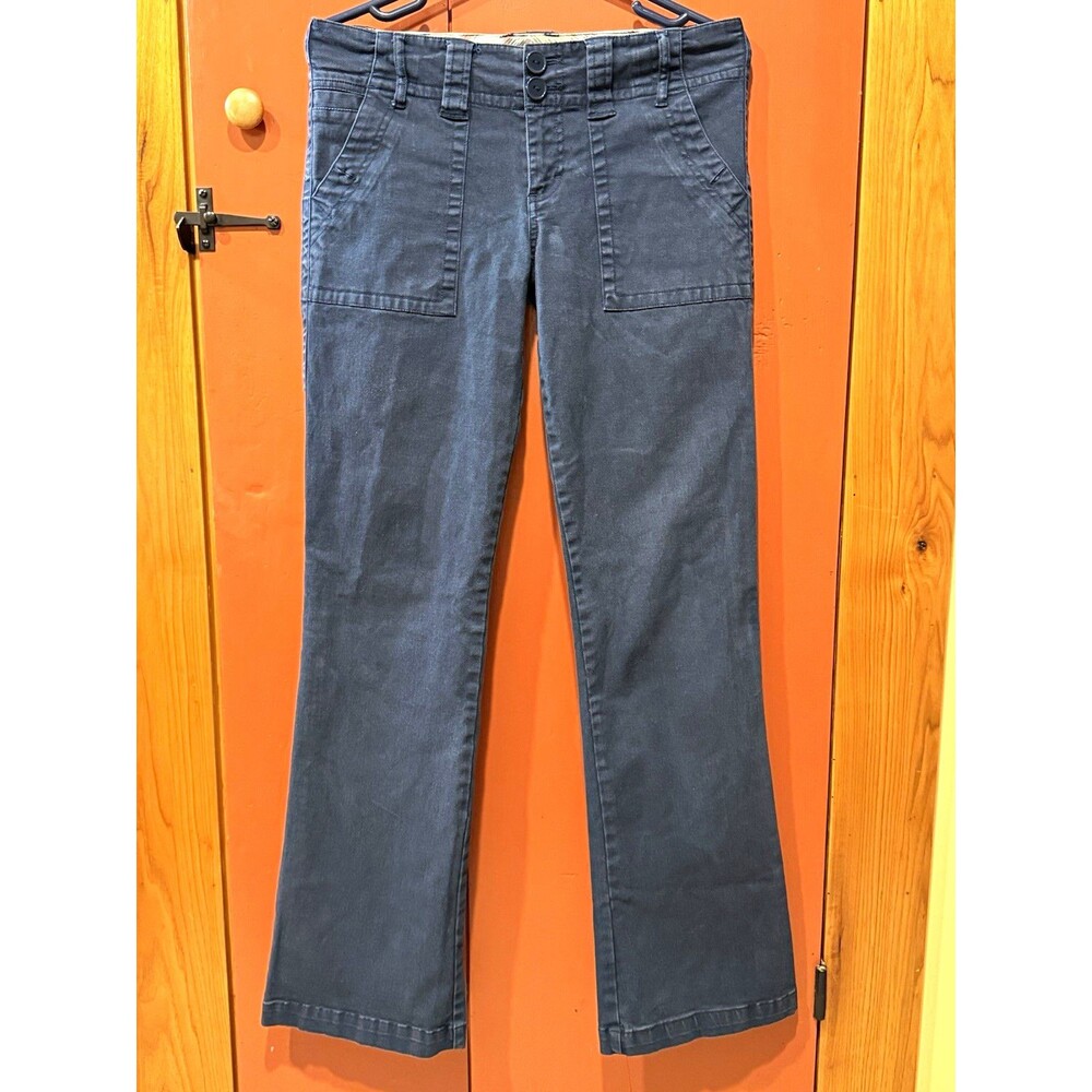 Saks Fifth Avenue Women’s Size 8 Blue Cargo Bootcut Twill Pants Stretch 32"